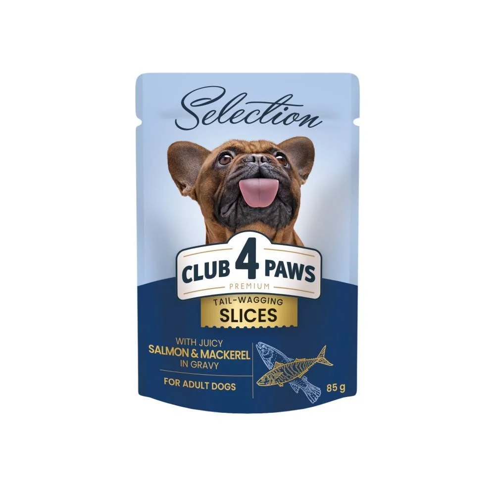 Влажный корм для собак Club 4 Paws Premium Selection Adult 85 г — лосось и макрель Влажный корм для собак Club 4 Paws Premium Selection Adult 85 г — лосось и макрель