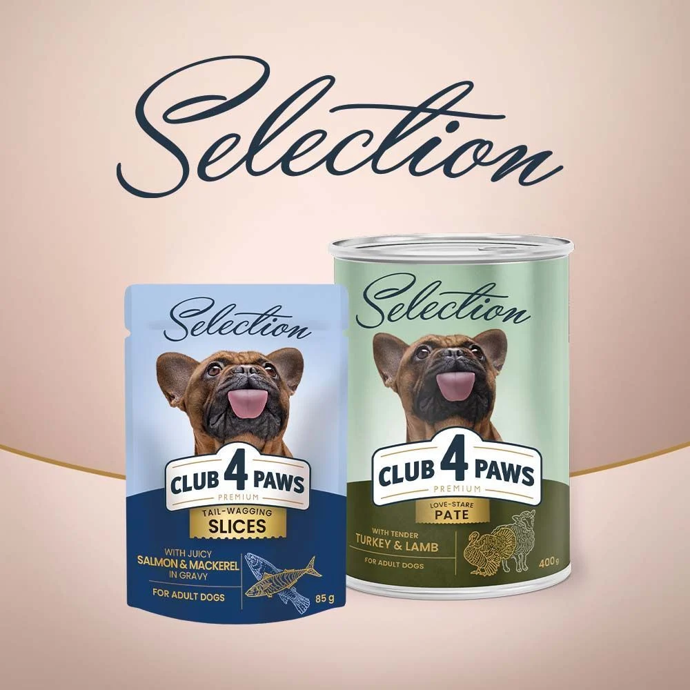 Влажный корм для собак Club 4 Paws Premium Selection Adult 85 г — лосось и макрель Влажный корм для собак Club 4 Paws Premium Selection Adult 85 г — лосось и макрель