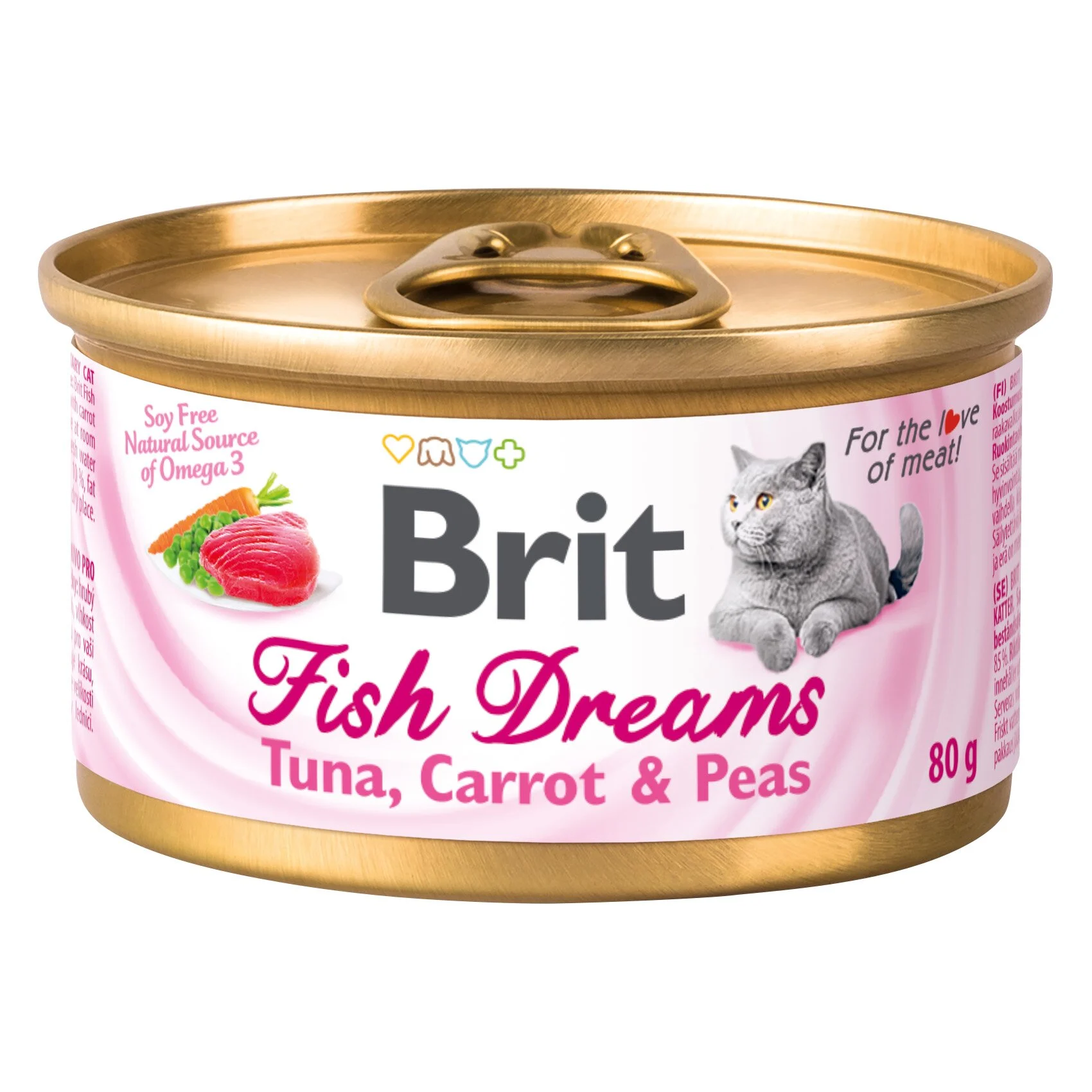 Влажный корм для кошек Brit Fish Dreams 80 г (тунец, морковь и горох)