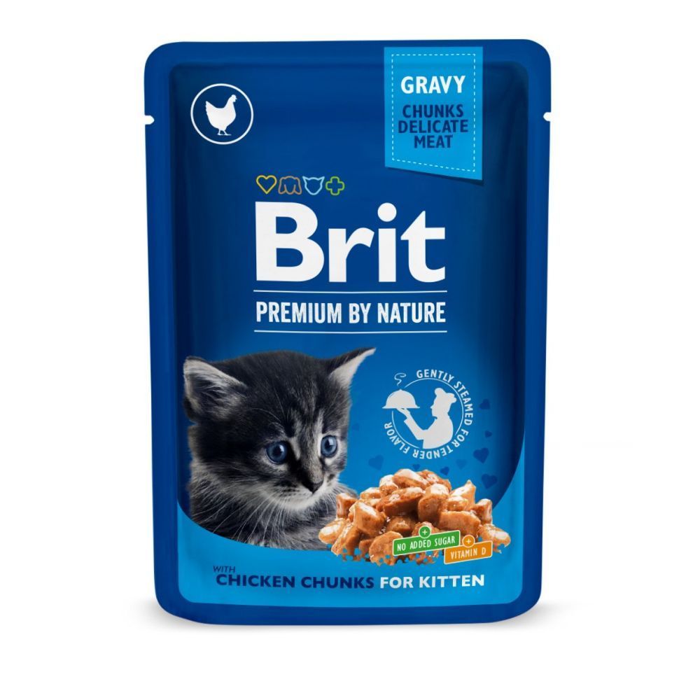 Упаковка влажного корма для котят Brit Premium 24 шт х 100 г - курица