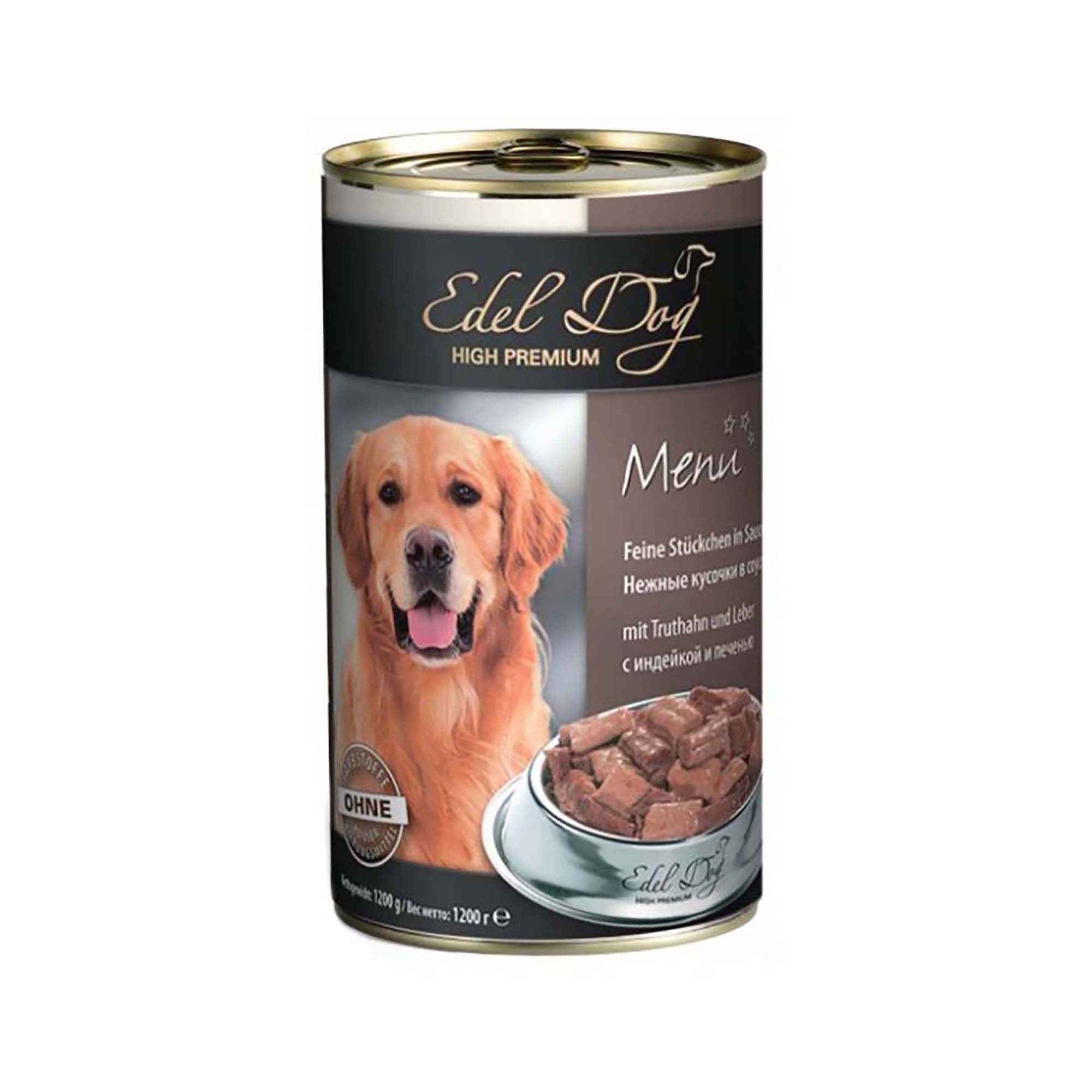 Влажный корм для собак Edel Dog 1200 г (индейка и печень в соусе) Влажный корм для собак Edel Dog 1200 г (индейка и печень в соусе)
