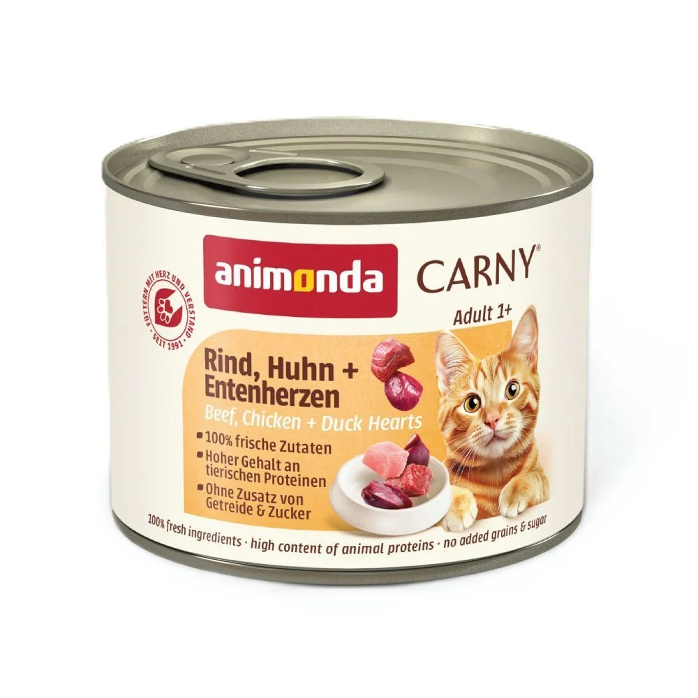 Влажный корм для кошек Animonda Carny Adult 200 г - говядина, курица и утиные сердца Влажный корм для кошек Animonda Carny Adult 200 г - говядина, курица и утиные сердца
