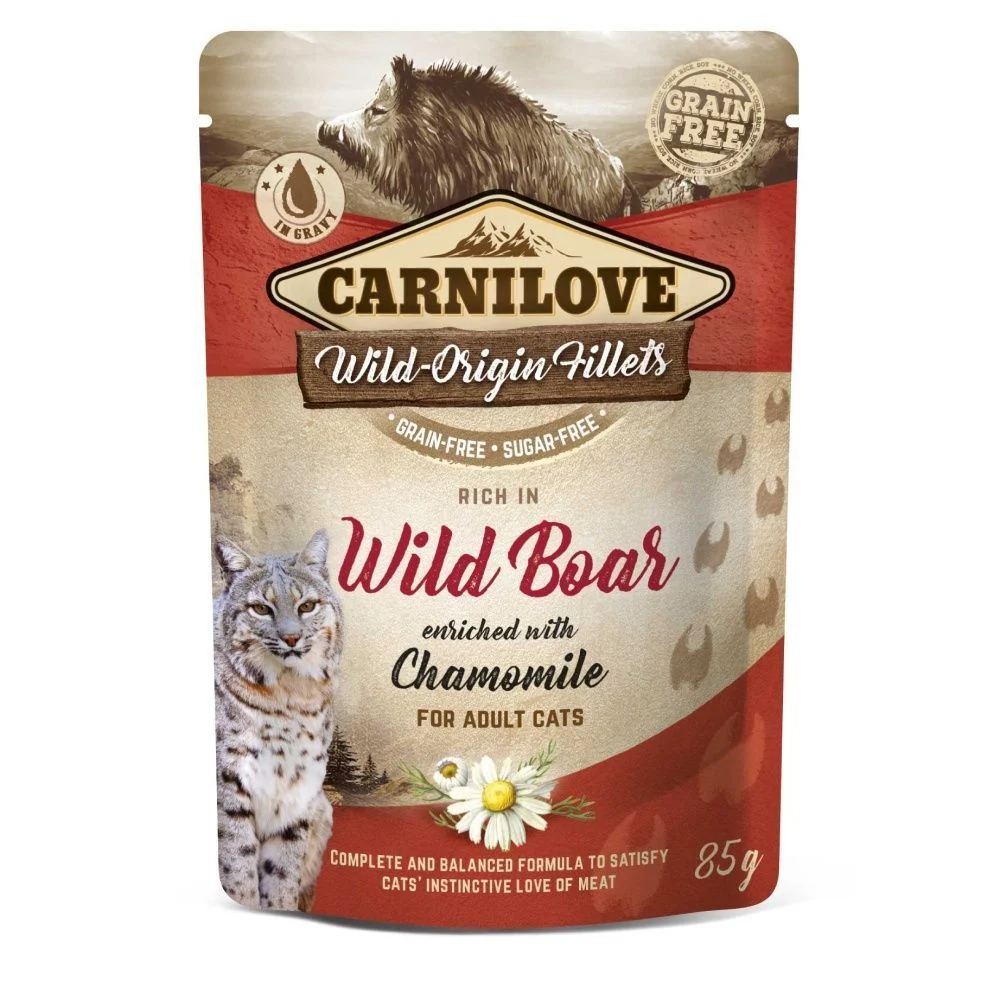 Вологий корм для котів Carnilove Rich in Wild Boar with Chamomile 85 г - кабан та ромашка Вологий корм для котів Carnilove Rich in Wild Boar with Chamomile 85 г - кабан та ромашка