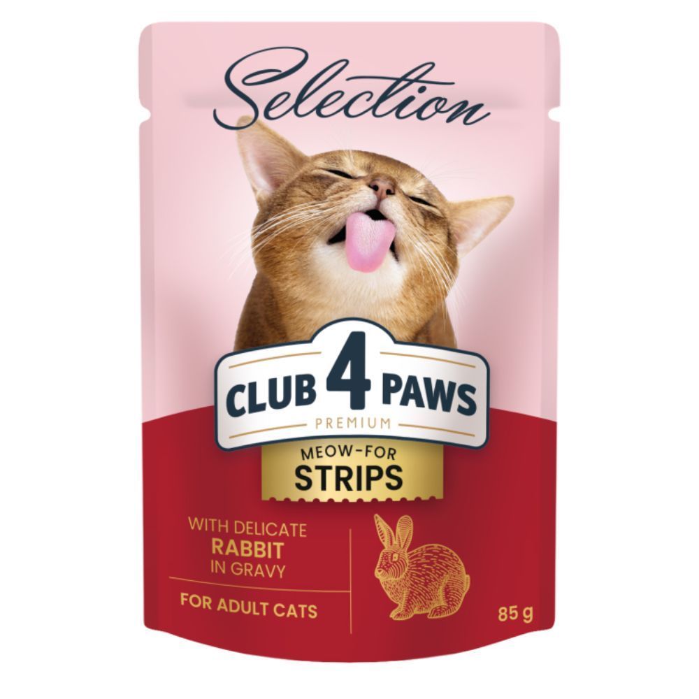 Вологий корм для котів Club 4 Paws Selection Meow-For Strips 85 г - кролик Вологий корм для котів Club 4 Paws Selection Meow-For Strips 85 г - кролик