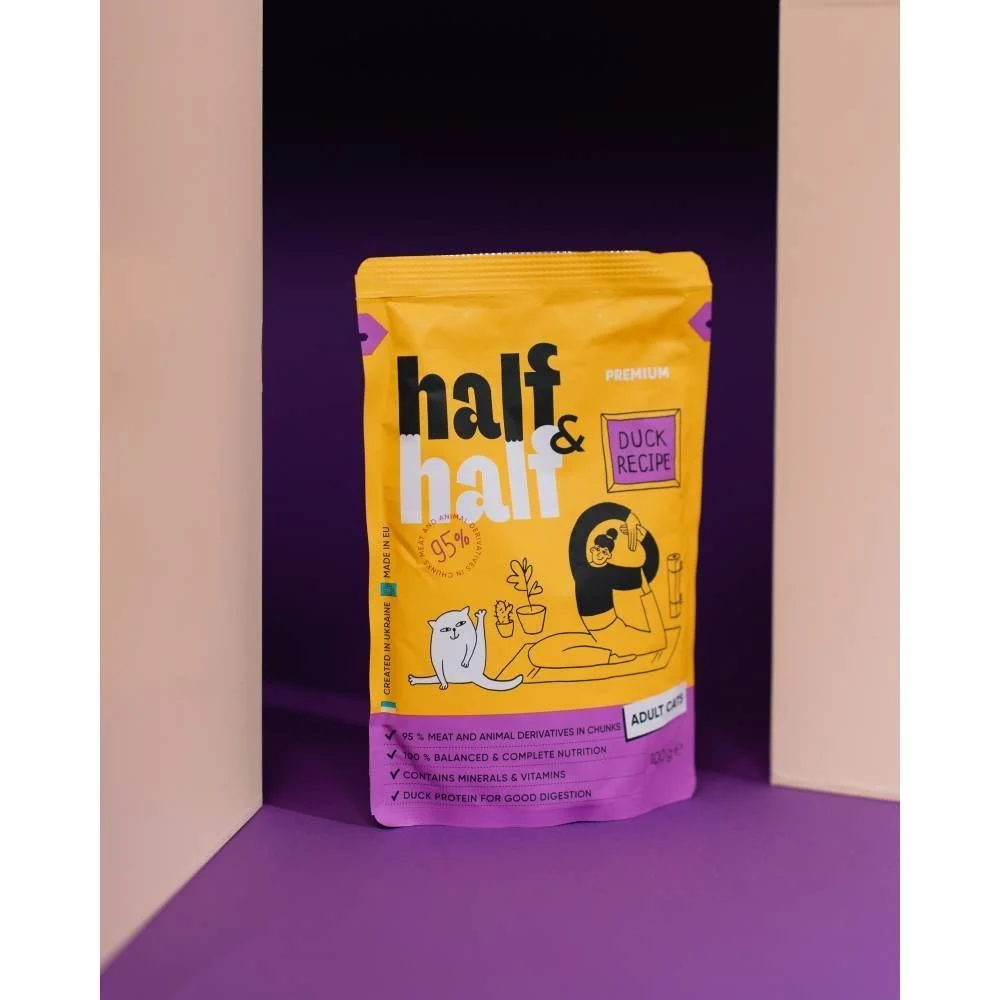Вологий корм для котів Half&Half Adult 100 г - качка