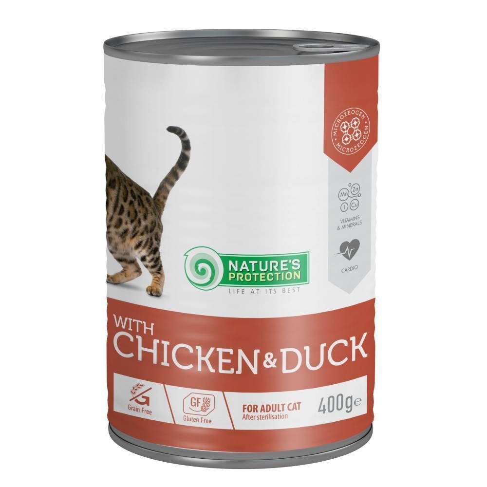 Вологий корм для котів Nature's Protection Sterilised Adult 400 г - курка та качка Вологий корм для котів Nature's Protection Sterilised Adult 400 г - курка та качка