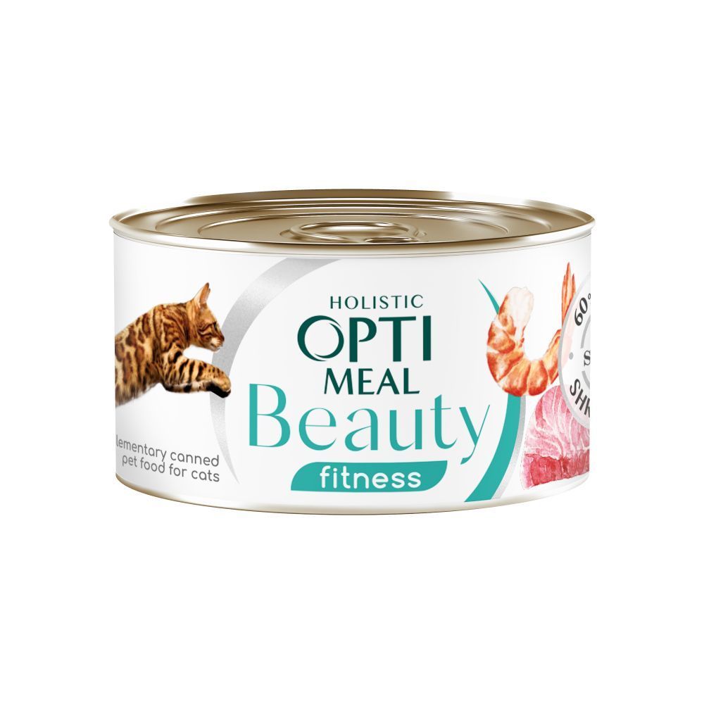 Влажный корм для кошек Optimeal Beauty Fitness 70 г — тунец и креветки Влажный корм для кошек Optimeal Beauty Fitness 70 г — тунец и креветки