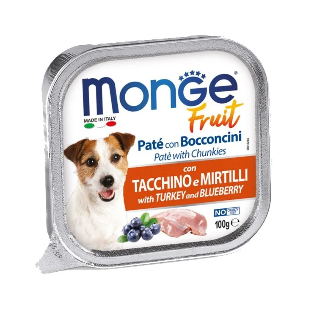 Вологий корм для собак Monge Fruit 100 г - індичка та чорниця Вологий корм для собак Monge Fruit 100 г - індичка та чорниця
