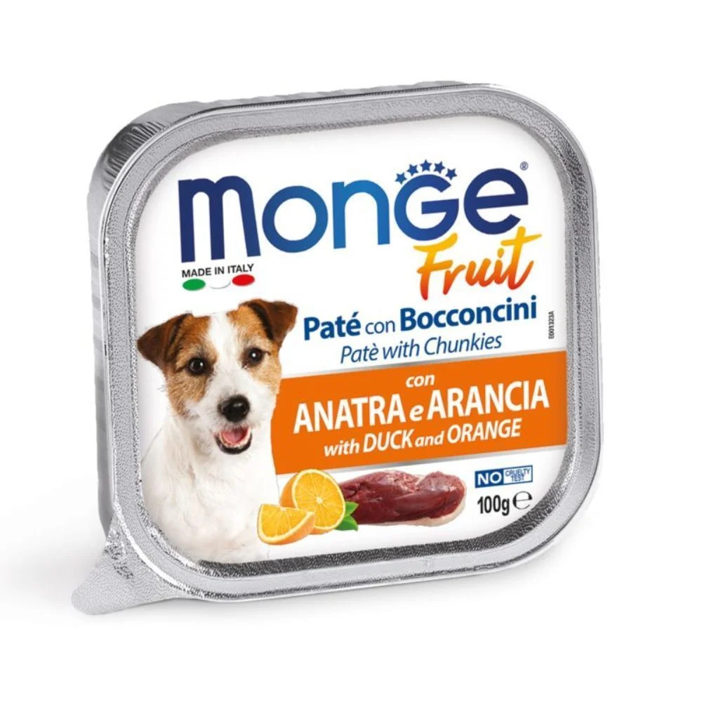 Влажный корм для собак Monge Fruit 100 г — утка и апельсин Влажный корм для собак Monge Fruit 100 г — утка и апельсин