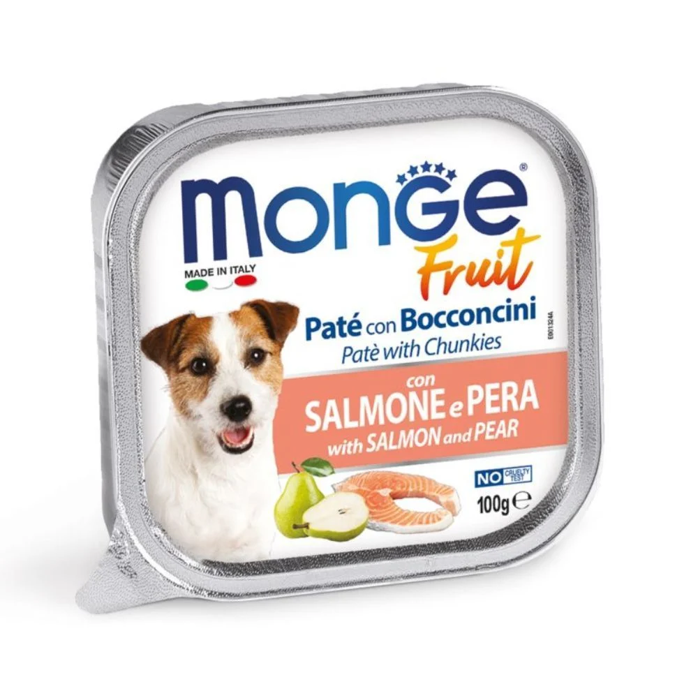 Вологий корм для собак Monge Fruit 100 г - лосось та груша Вологий корм для собак Monge Fruit 100 г - лосось та груша