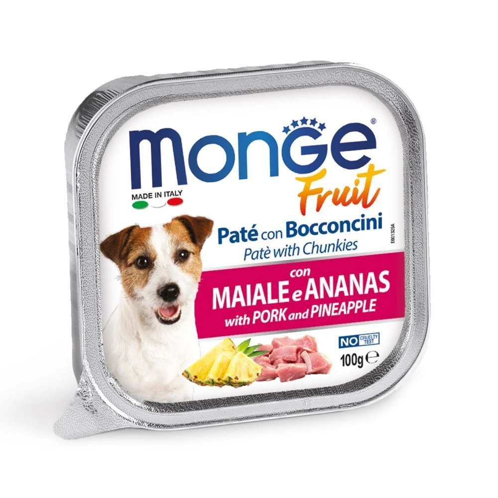 Вологий корм для собак Monge Fruit 100 г - свинина та ананас Вологий корм для собак Monge Fruit 100 г - свинина та ананас