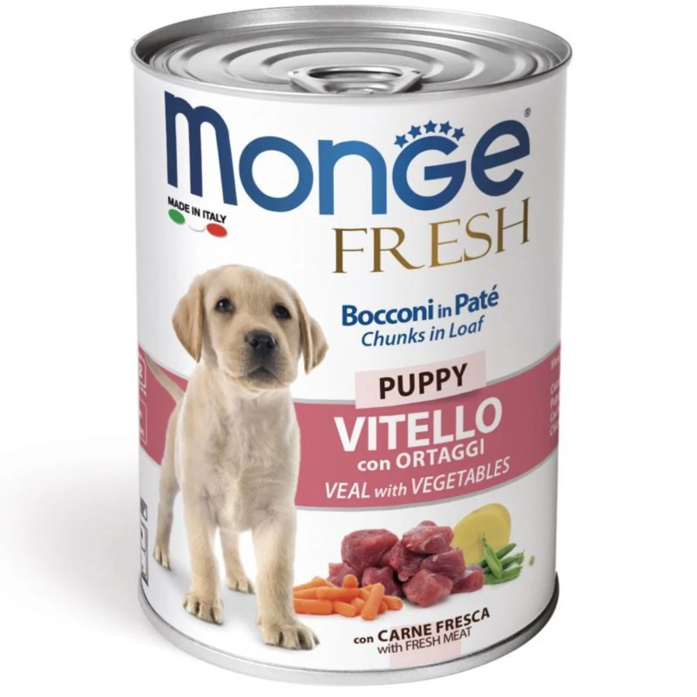 Вологий корм для цуценят Monge Fresh Puppy 400 г - телятина та овочі Вологий корм для цуценят Monge Fresh Puppy 400 г - телятина та овочі