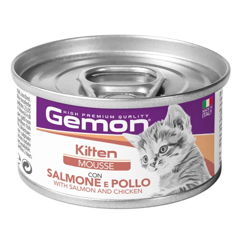 Влажный корм для котят Gemon Kitten 85 г — лосось и курица Влажный корм для котят Gemon Kitten 85 г — лосось и курица