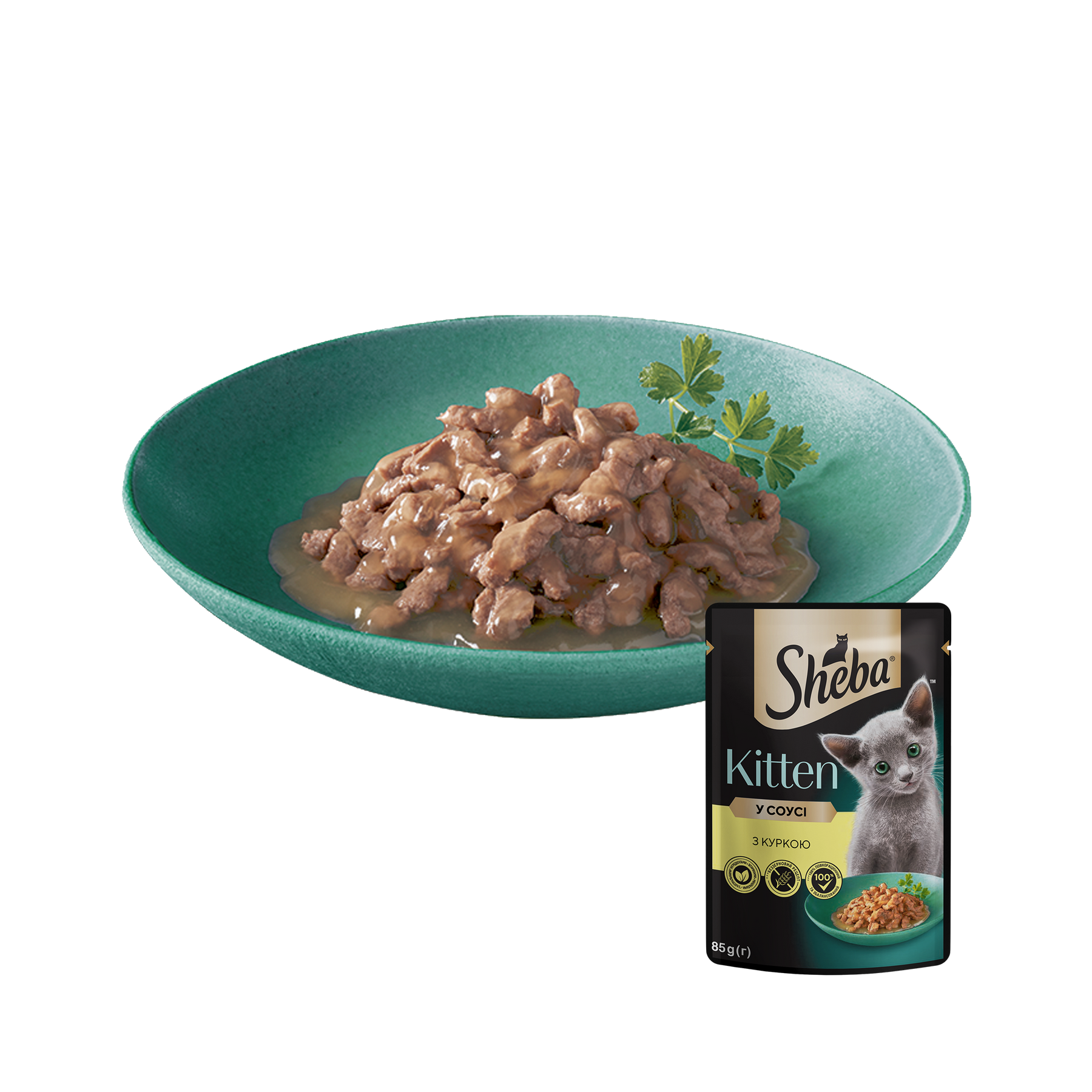 Влажный корм для котят Sheba Kitten 85 г — курица
