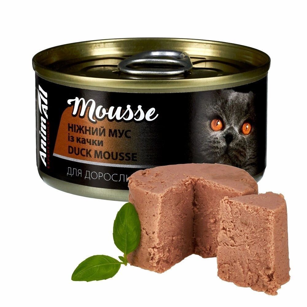 Вологий корм для котів AnimAll Mousse Adult 80 г - качка