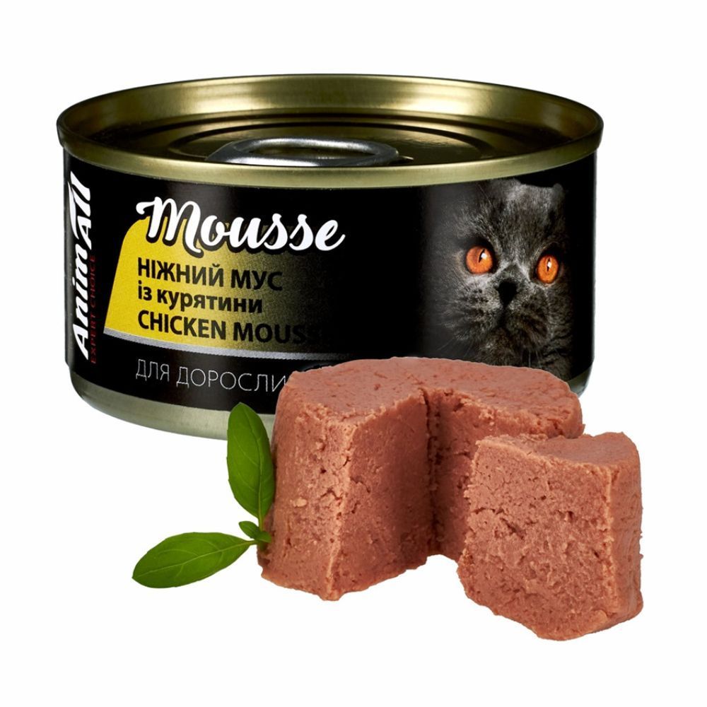 Вологий корм для котів AnimAll Mousse Adult 80 г - курка