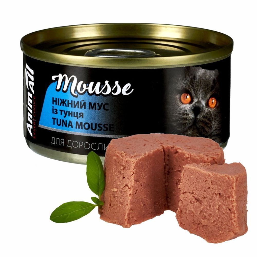 Вологий корм для котів AnimAll Mousse Adult 80 г - тунець