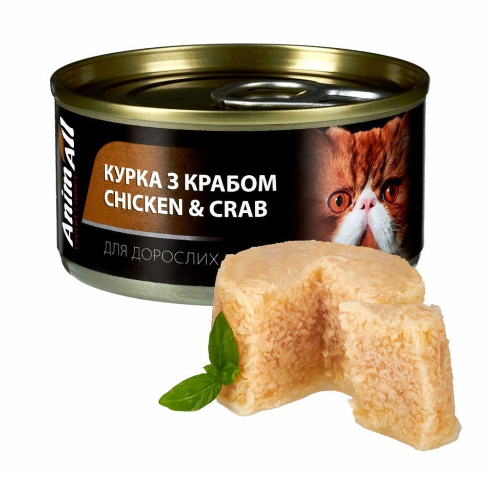 Вологий корм для котів AnimAll Adult 85 г - курка та краб