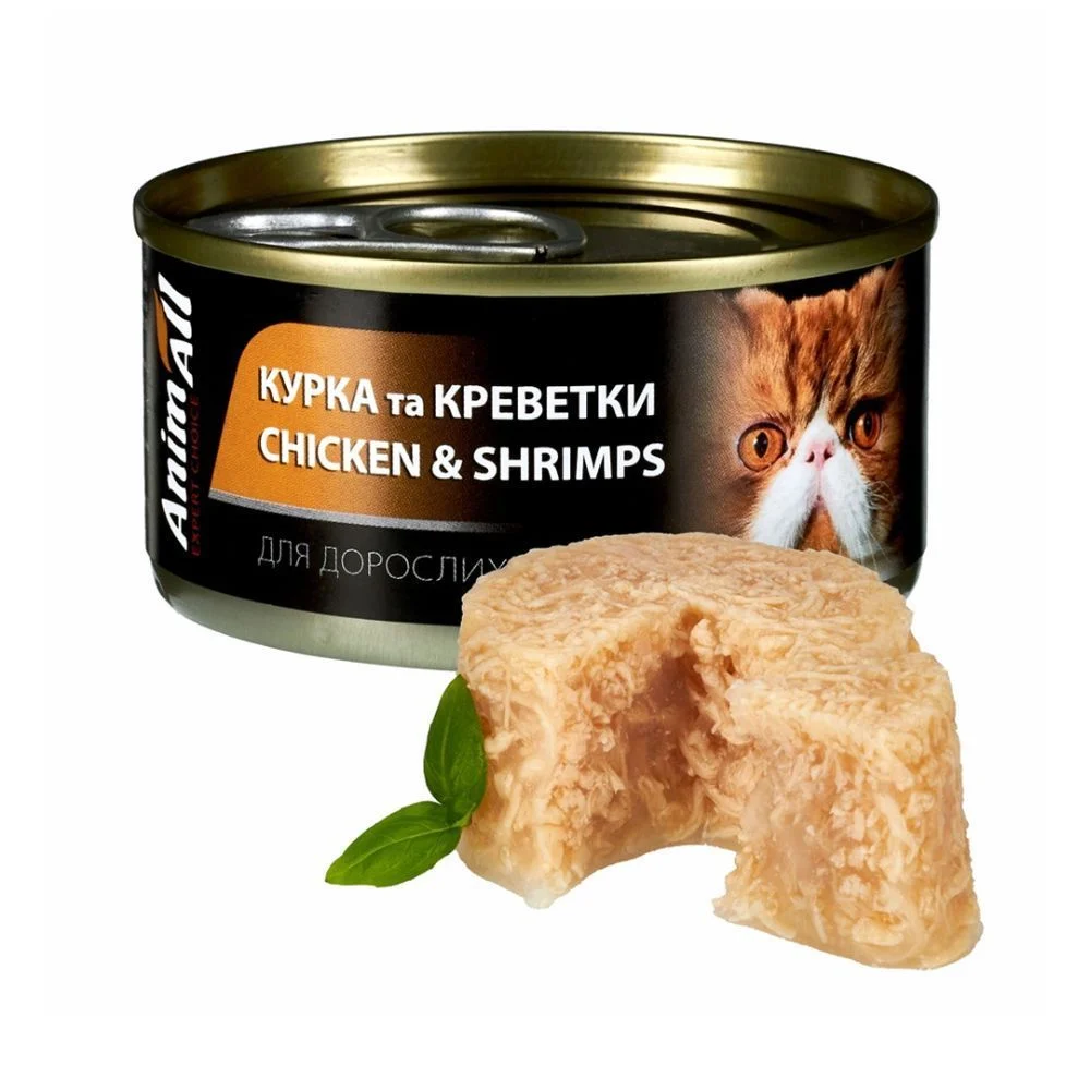Вологий корм для котів AnimAll Adult 85 г - курка та креветки Вологий корм для котів AnimAll Adult 85 г - курка та креветки