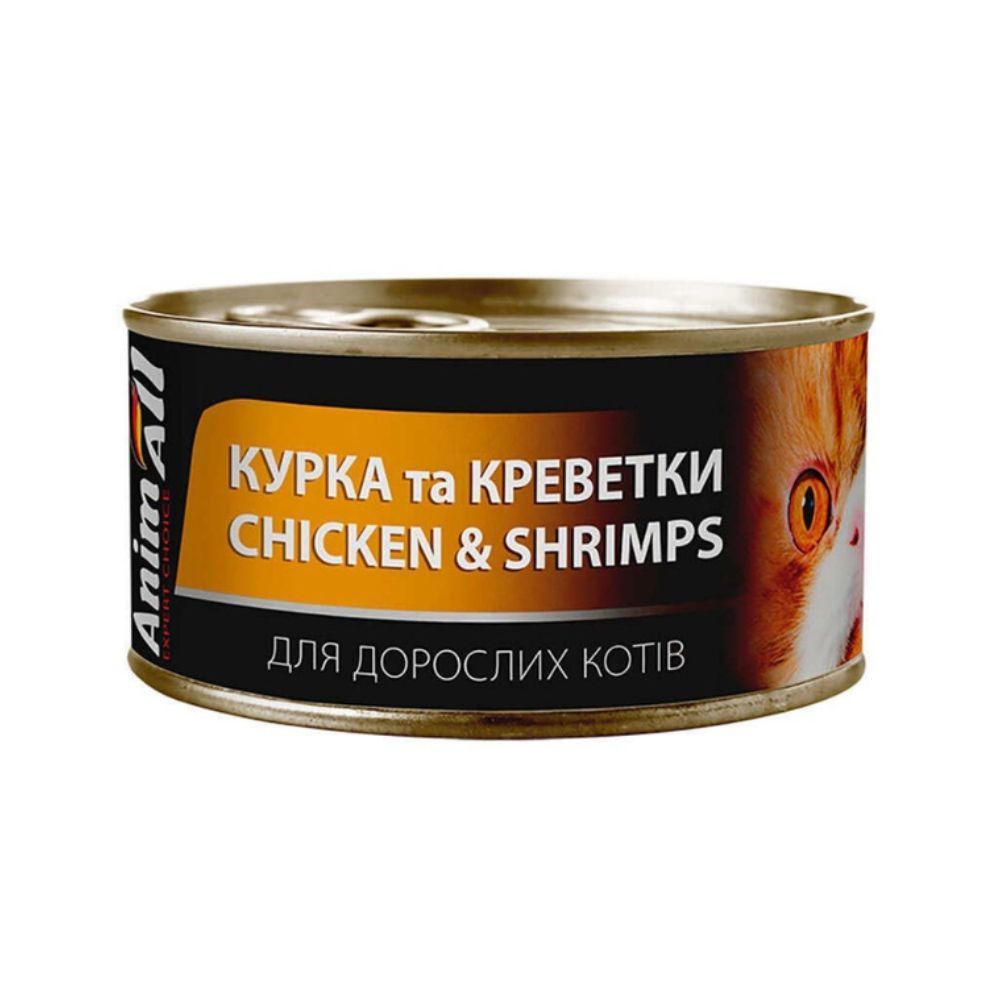 Вологий корм для котів AnimAll Adult 85 г - курка та креветки Вологий корм для котів AnimAll Adult 85 г - курка та креветки
