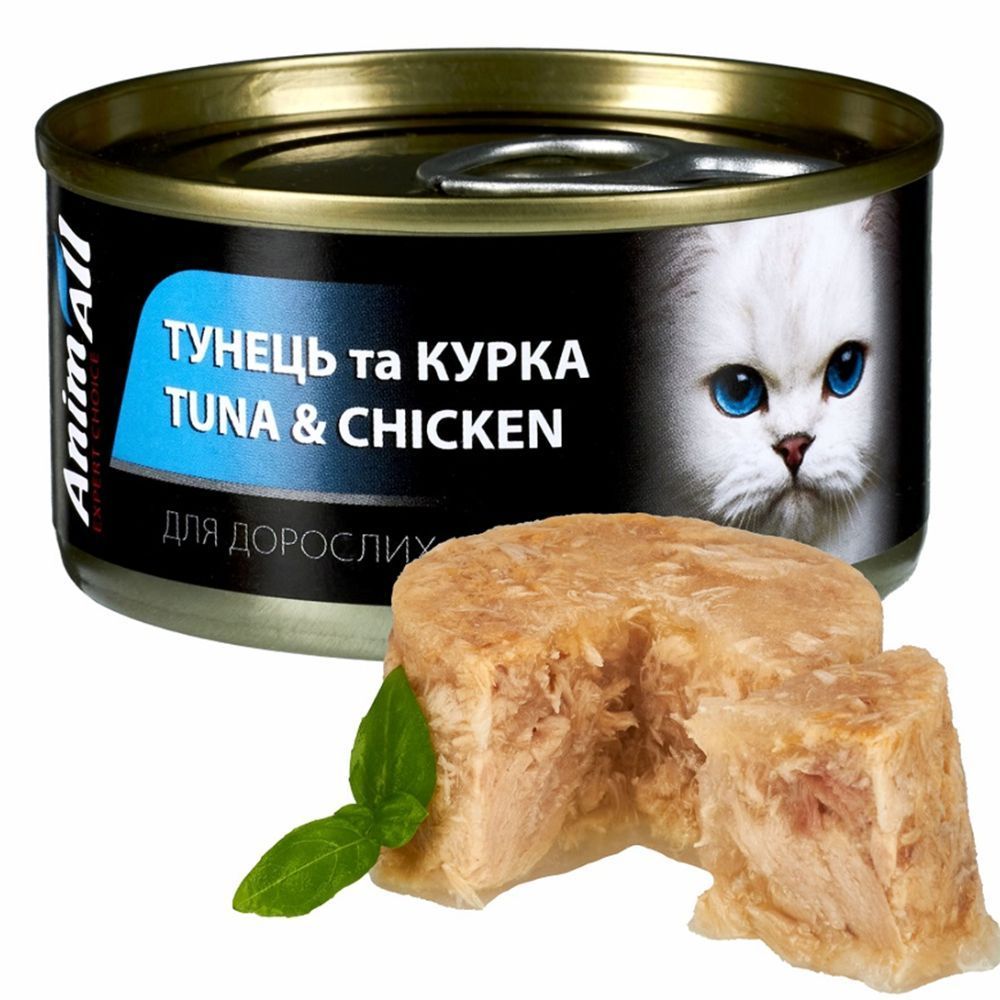 Вологий корм для котів AnimAll Adult 85 г - тунець та курка