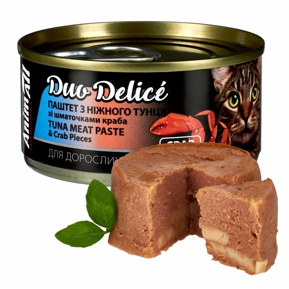 Вологий корм для котів AnimAll Duo Delice Adult 80 г - тунець та краб