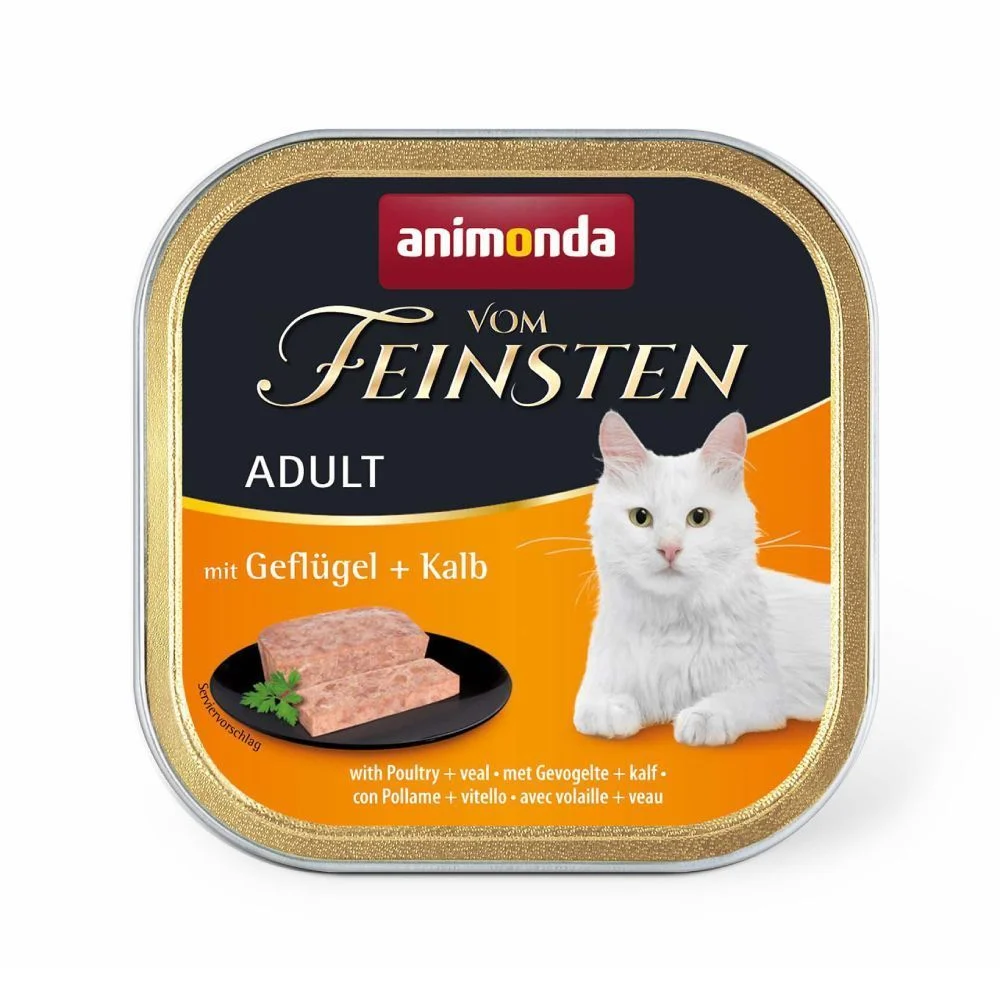 Вологий корм для котів Animonda Vom Feinsten Adult 100 г - домашня птиця та телятина Вологий корм для котів Animonda Vom Feinsten Adult 100 г - домашня птиця та телятина