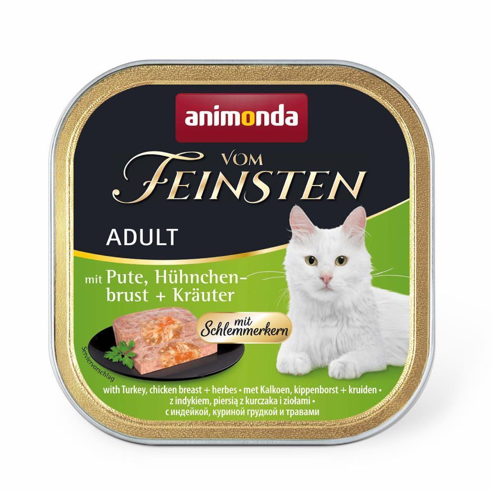 Вологий корм для котів Animonda Vom Feinsten Adult 100 г - індичка, курка та трави Вологий корм для котів Animonda Vom Feinsten Adult 100 г - індичка, курка та трави