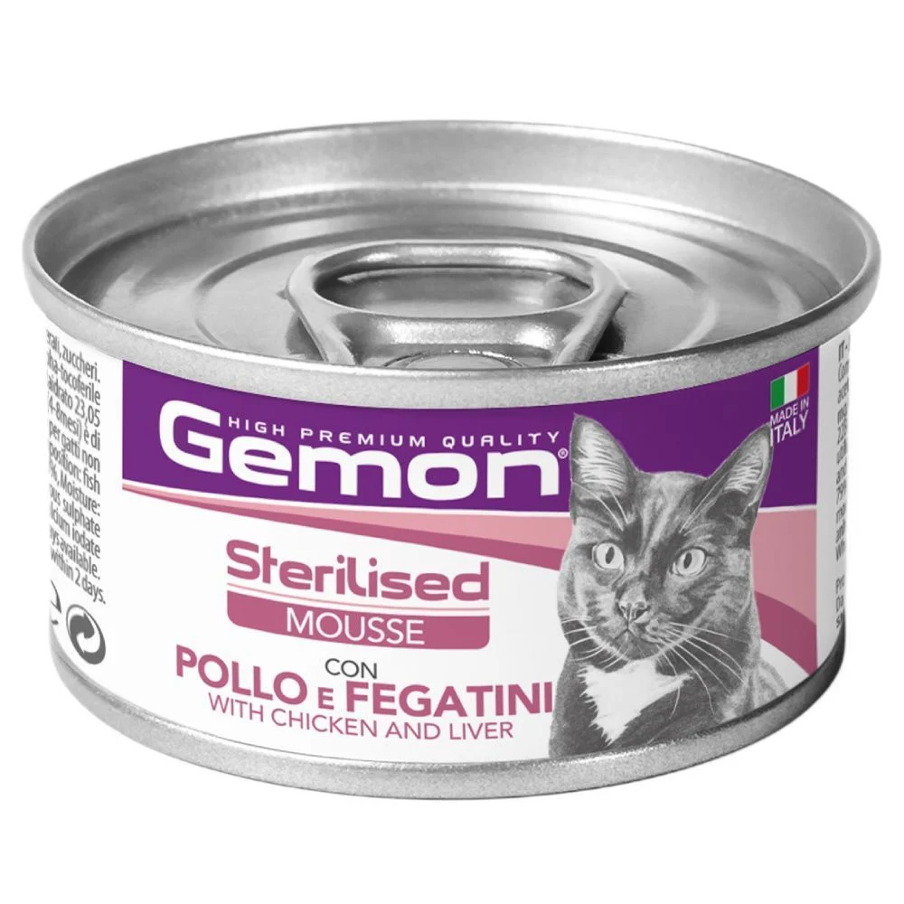 Влажный корм для кошек Gemon Sterilised 85 г - курица и печень Влажный корм для кошек Gemon Sterilised 85 г - курица и печень