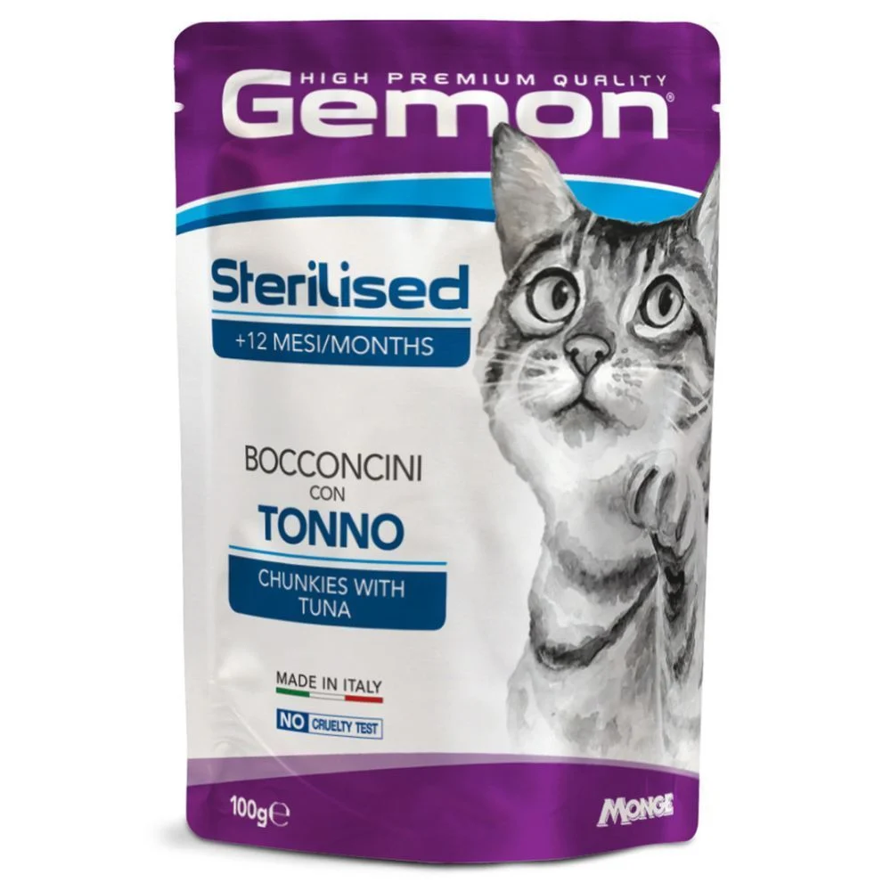 Влажный корм для кошек Gemon Sterilized 100 г — курица и тунец Влажный корм для кошек Gemon Sterilized 100 г — курица и тунец