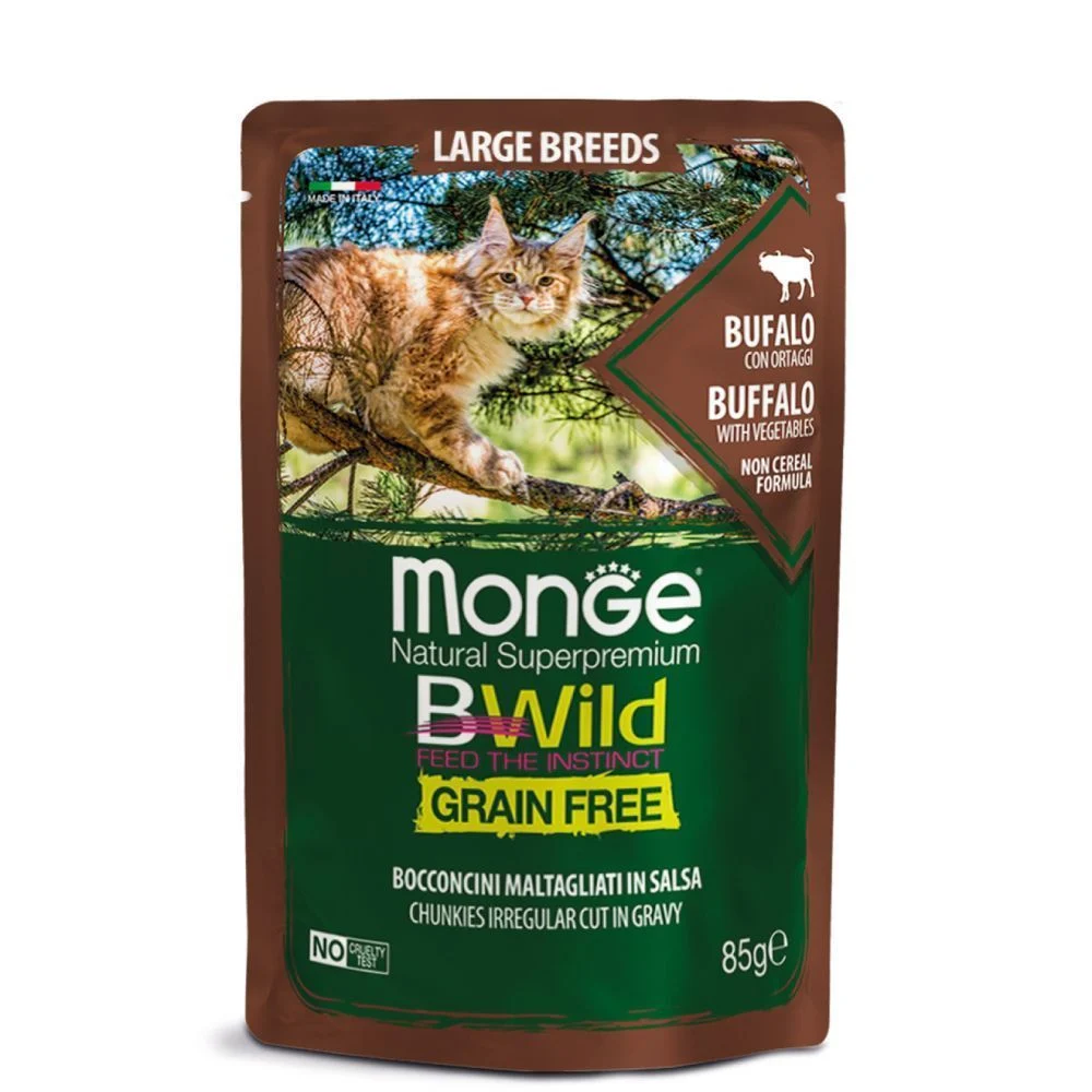 Вологий корм для котів Monge Bwild Grain Free Large Breed Kitten & Adult 85 г - буйвол Вологий корм для котів Monge Bwild Grain Free Large Breed Kitten & Adult 85 г - буйвол