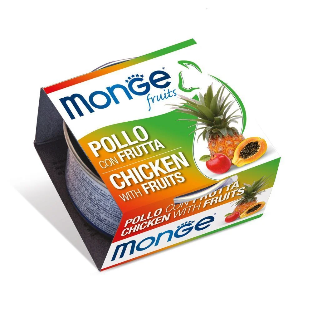 Вологий корм для котів Monge Fruits Adult 80 г - курка та фрукти Вологий корм для котів Monge Fruits Adult 80 г - курка та фрукти