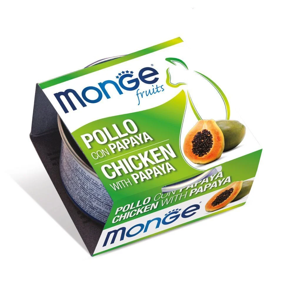 Вологий корм для котів Monge Fruits Adult 80 г - курка та папайя Вологий корм для котів Monge Fruits Adult 80 г - курка та папайя