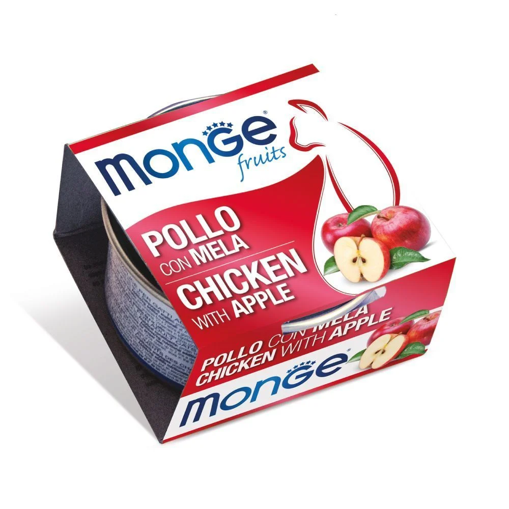 Вологий корм для котів Monge Fruits Adult 80 г - курка та яблуко Вологий корм для котів Monge Fruits Adult 80 г - курка та яблуко