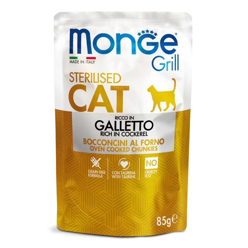 Вологий корм для котів Monge Grill Sterilised 85 г - курка