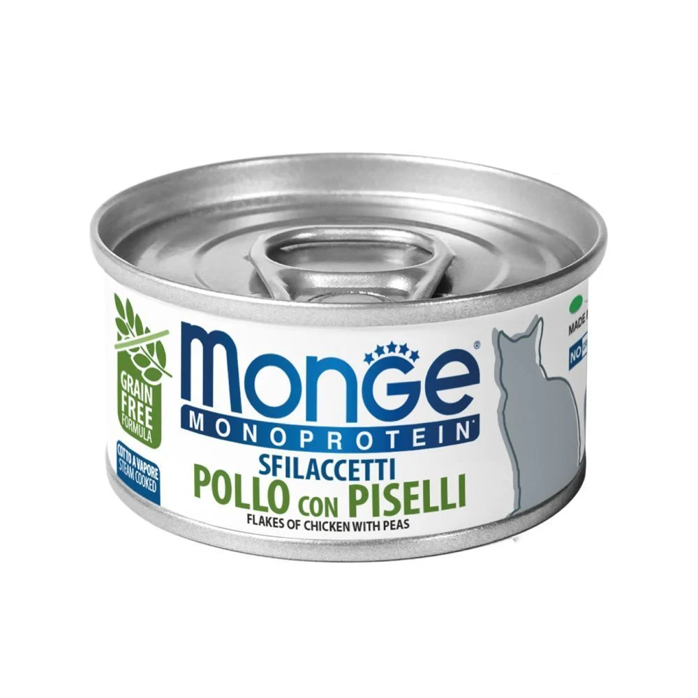 Вологий корм для котів Monge Monoprotein Flakes 80 г - курка та горошок Вологий корм для котів Monge Monoprotein Flakes 80 г - курка та горошок