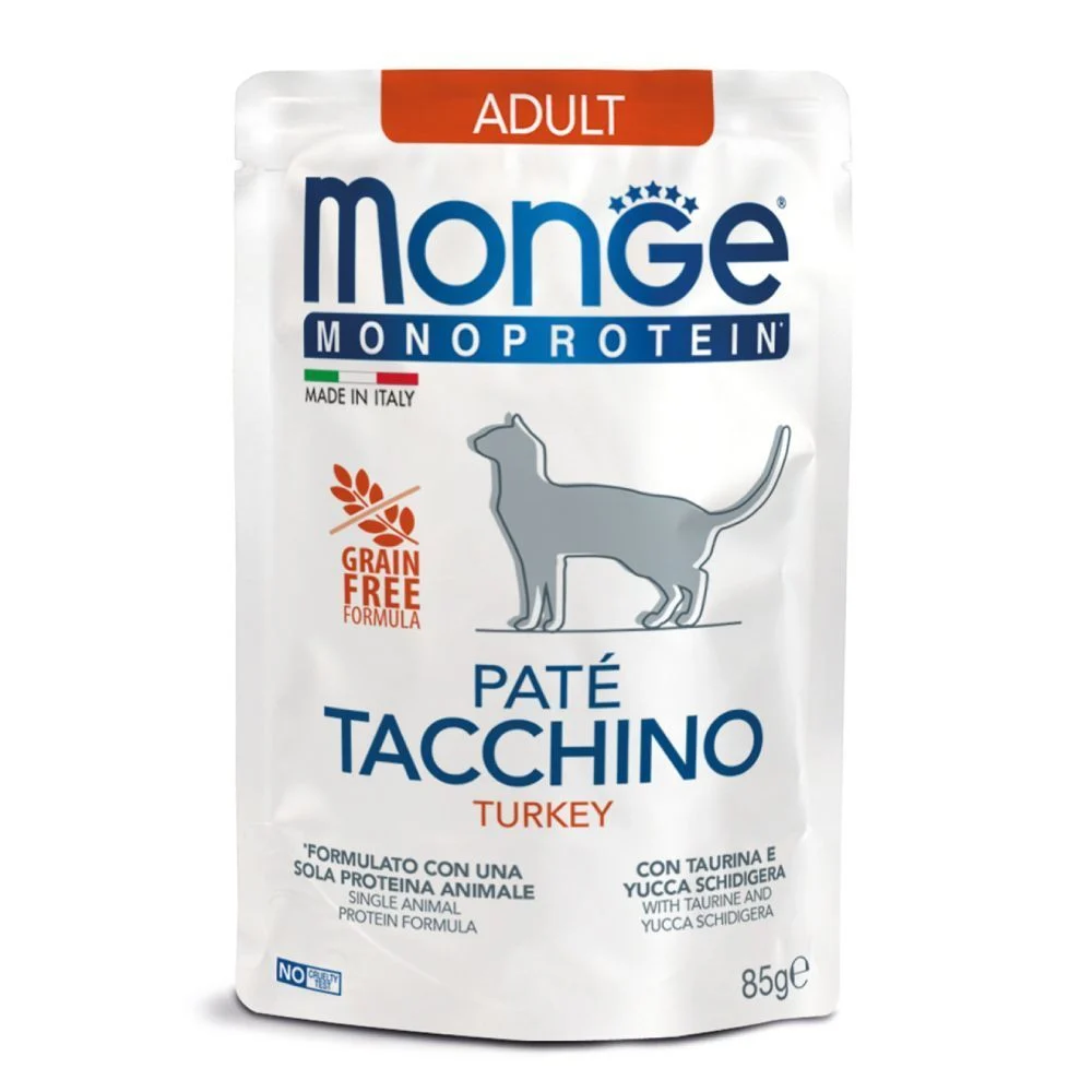 Вологий корм для котів Monge Monoprotein Pate Adult 85 г - індичка Вологий корм для котів Monge Monoprotein Pate Adult 85 г - індичка