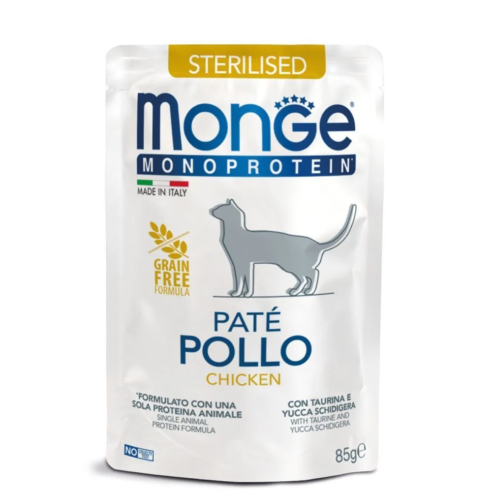 Вологий корм для котів Monge Monoprotein Pate Sterilised 85 г - курка Вологий корм для котів Monge Monoprotein Pate Sterilised 85 г - курка