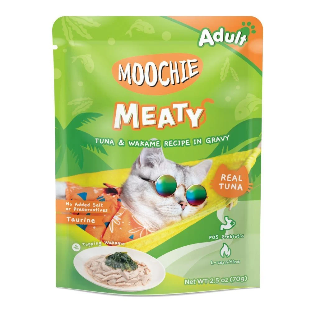 Влажный корм для кошек Moochie Meaty Adult 70 г - тунец и вакамэ Влажный корм для кошек Moochie Meaty Adult 70 г - тунец и вакамэ