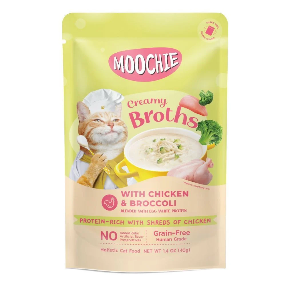 Влажный корм для кошек Moochie Сreamy Broths 40 г - курица и брокколи Влажный корм для кошек Moochie Сreamy Broths 40 г - курица и брокколи
