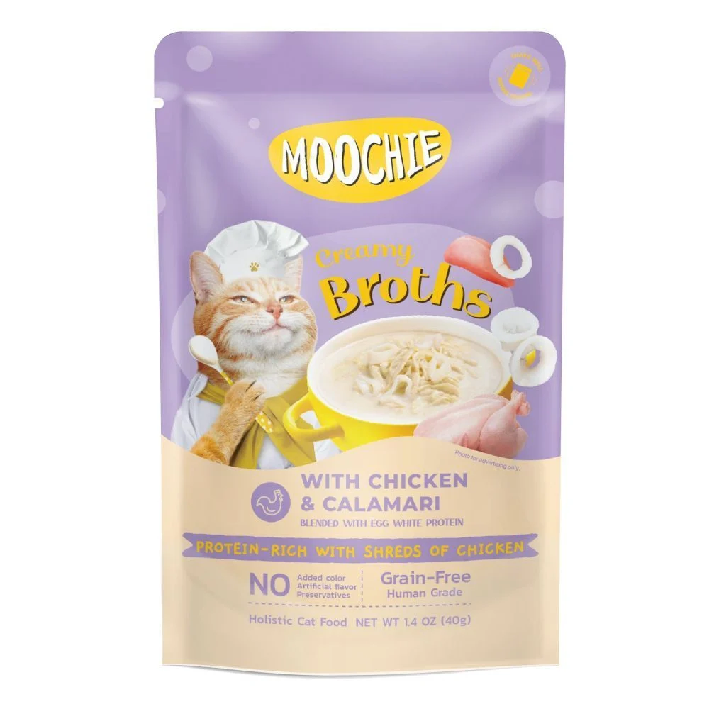 Влажный корм для кошек Moochie Сreamy Broths 40 г - курица и кальмар Влажный корм для кошек Moochie Сreamy Broths 40 г - курица и кальмар