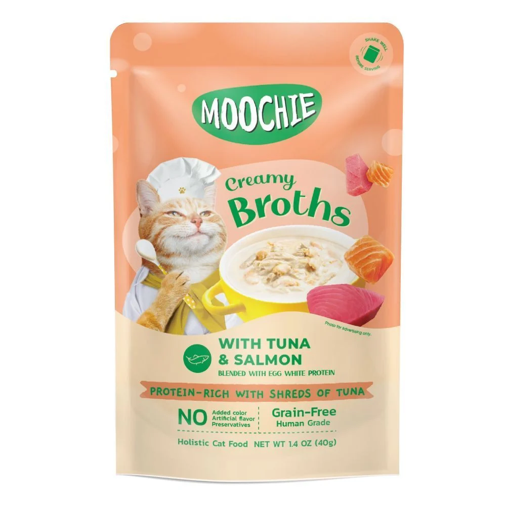 Влажный корм для кошек Moochie Сreamy Broths 40 г - тунец и лосось Влажный корм для кошек Moochie Сreamy Broths 40 г - тунец и лосось