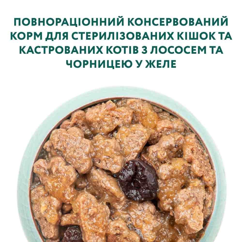 Вологий корм для котів Optimeal Sterilised Adult 85 г - лосось та чорниця