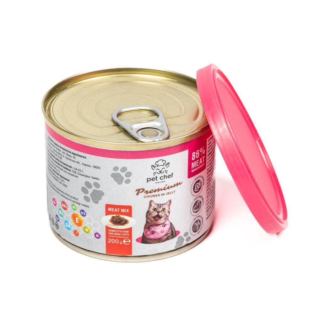 Влажный корм для кошек Pet Chef Premium Chunks in Jelly 200 г - ассорти