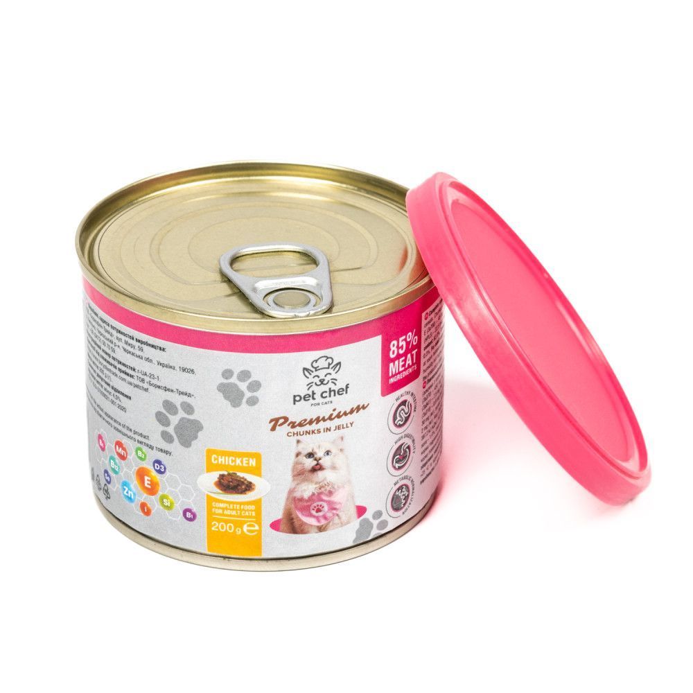 Влажный корм для кошек Pet Chef Premium Chunks in Jelly 200 г - курица