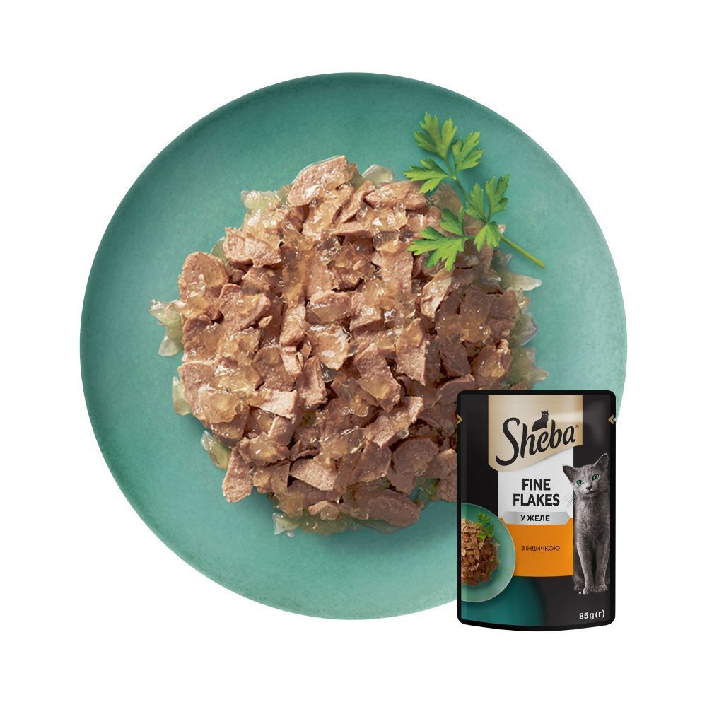 Вологий корм для котів Sheba Fine Flakes 85 г - індичка