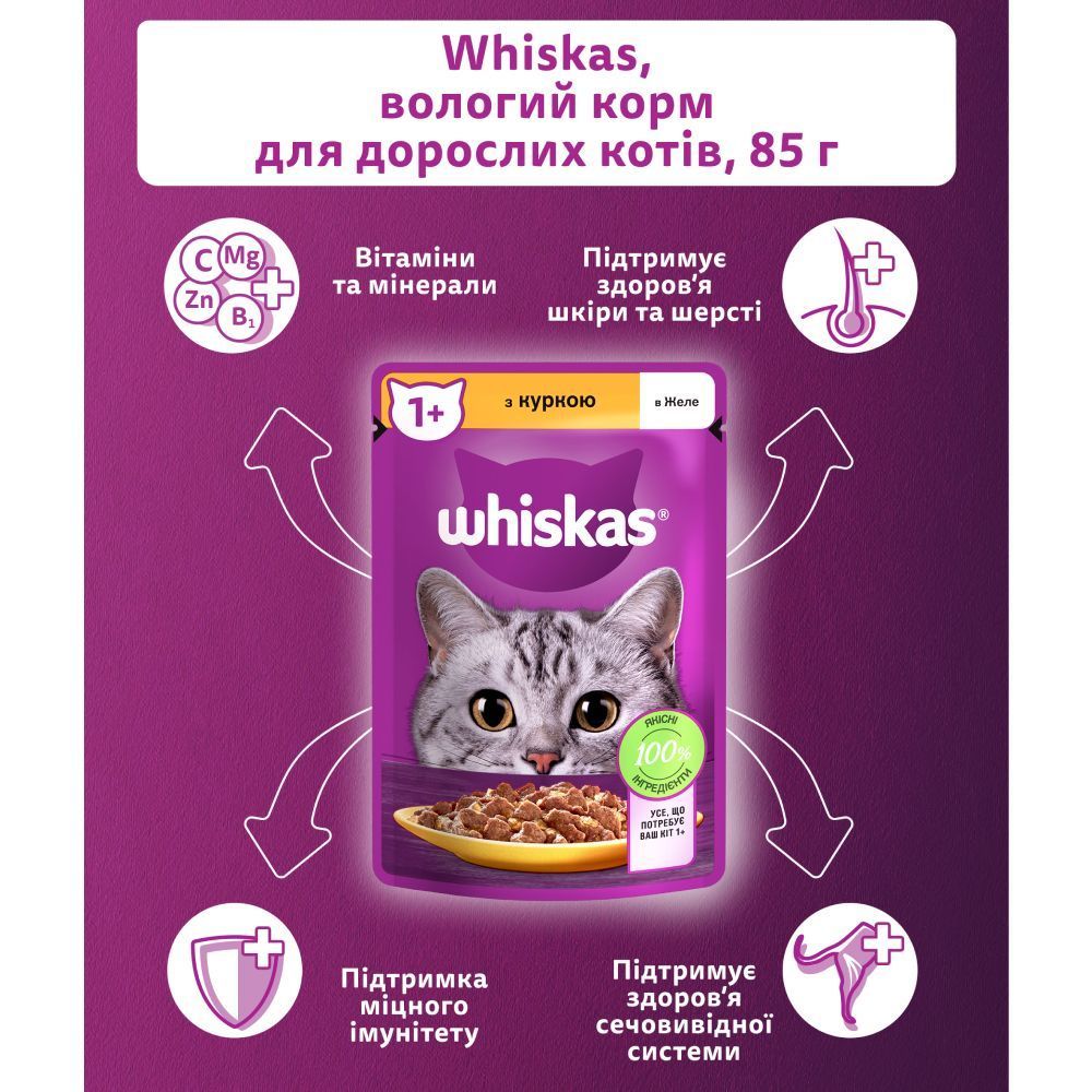 Вологий корм для котів Whiskas 85 г - курка