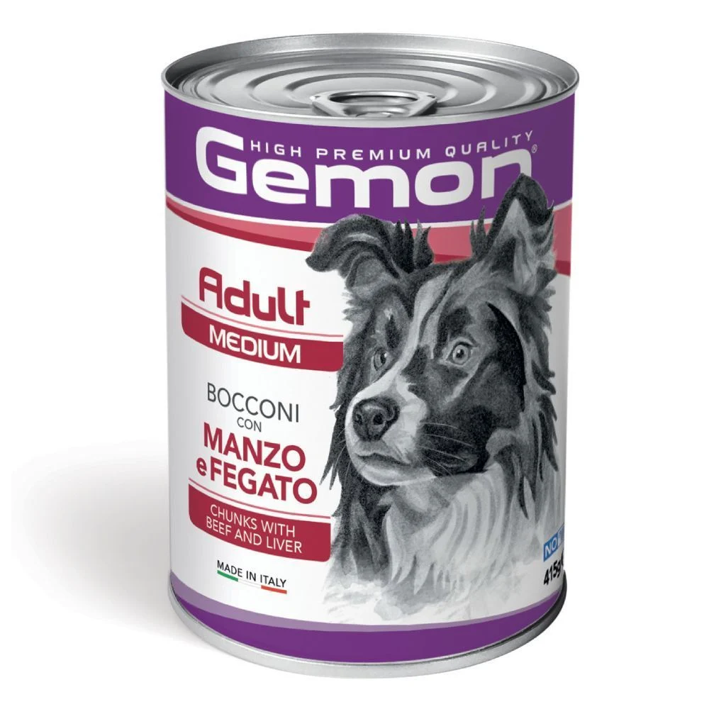 Вологий корм для собак Gemon Medium Breeds Adult 415 г - яловичина та печінка Вологий корм для собак Gemon Medium Breeds Adult 415 г - яловичина та печінка