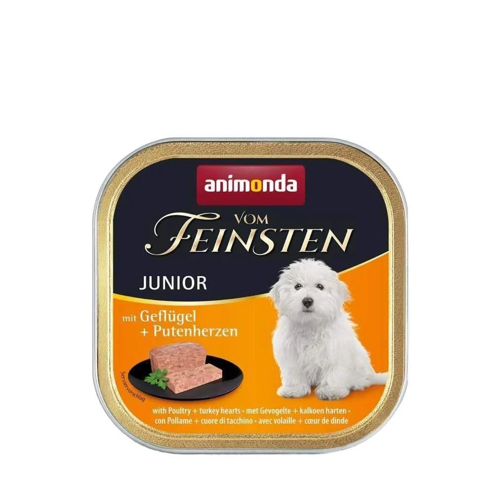 Вологий корм для цуценят Animonda Vom Feinsten Junior 150 г - птиця та серця індички Вологий корм для цуценят Animonda Vom Feinsten Junior 150 г - птиця та серця індички