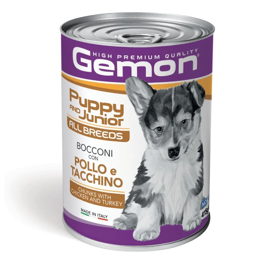 Вологий корм для цуценят Gemon All Breeds Puppy & Junior 415 г - курка та індичка Вологий корм для цуценят Gemon All Breeds Puppy & Junior 415 г - курка та індичка